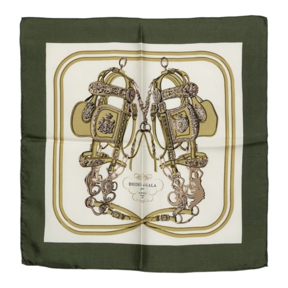 Hermes Carre 42 BRIDES de GALA Scarf Muffler, Green/Multicolor Silk, Women's